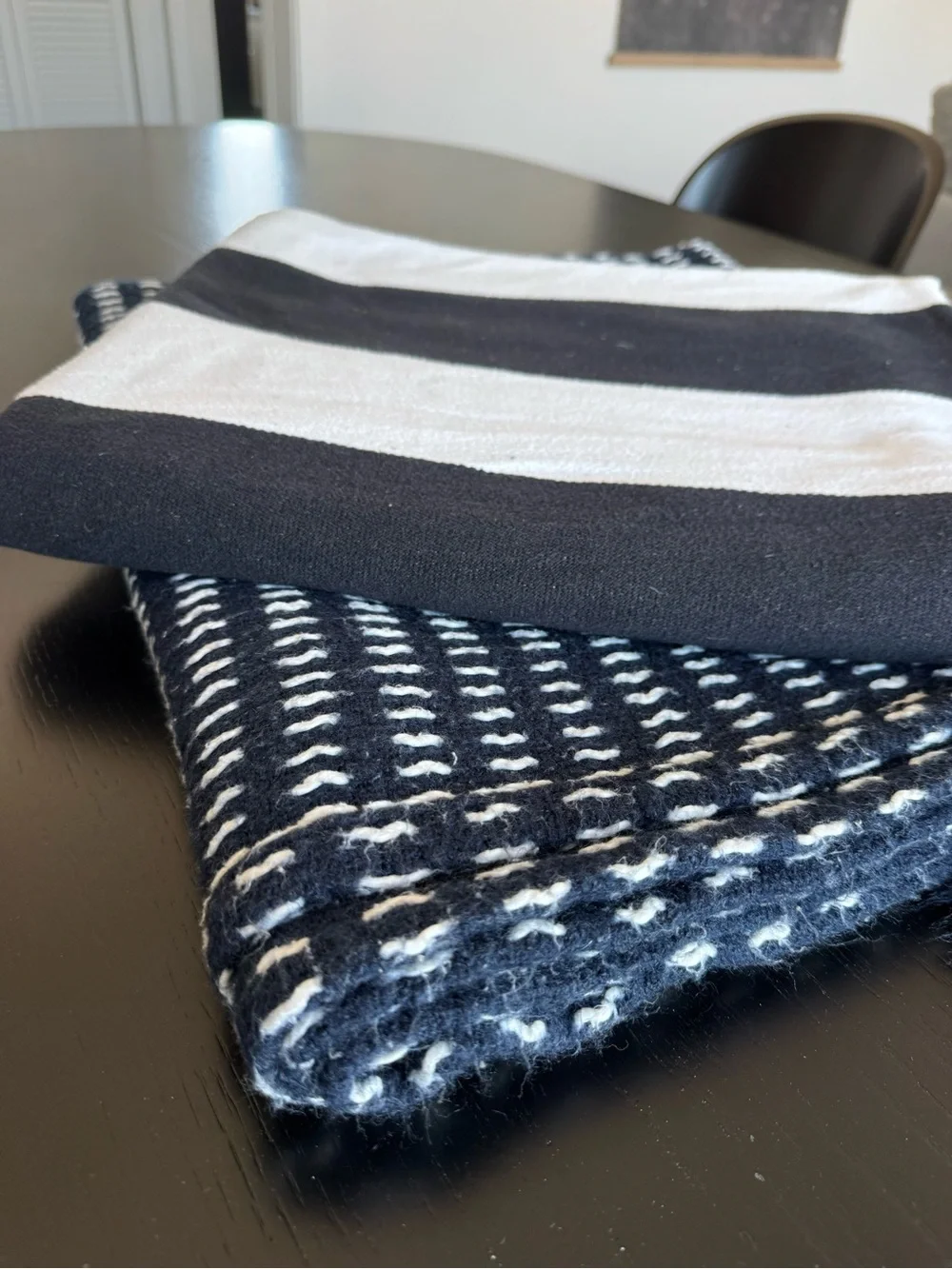 West Elm | Pottery Barn - Navy and White Tassel Throw Blankets - Home Accents